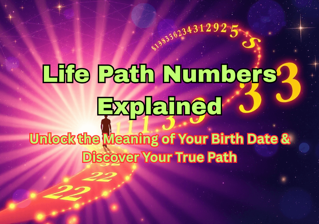 A silhouetted person walks on a glowing path. The path is adorned with numbers. A vibrant pink and purple sky contains more numbers and celestial elements.