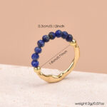 Gemstone Bead Ring, Gold Plated Stackable Stretch Ring, Dainty Beaded Ring, Minimalist Stacking Ring, Gift for Her, Crystal Ring - Image 2